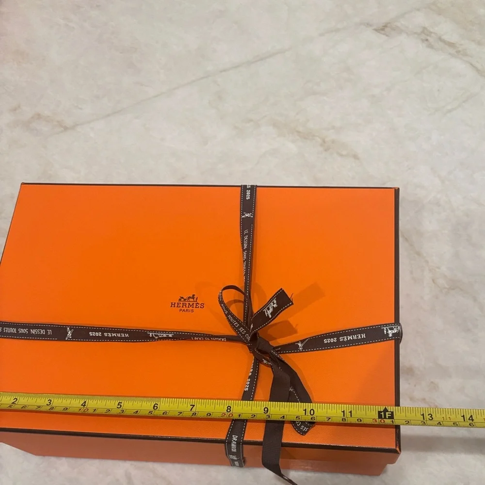 Authentic Hermès Orange Shoe Boxes with Ribbons – 12.25″ × 8.25″ × 4.5″– Set of2
